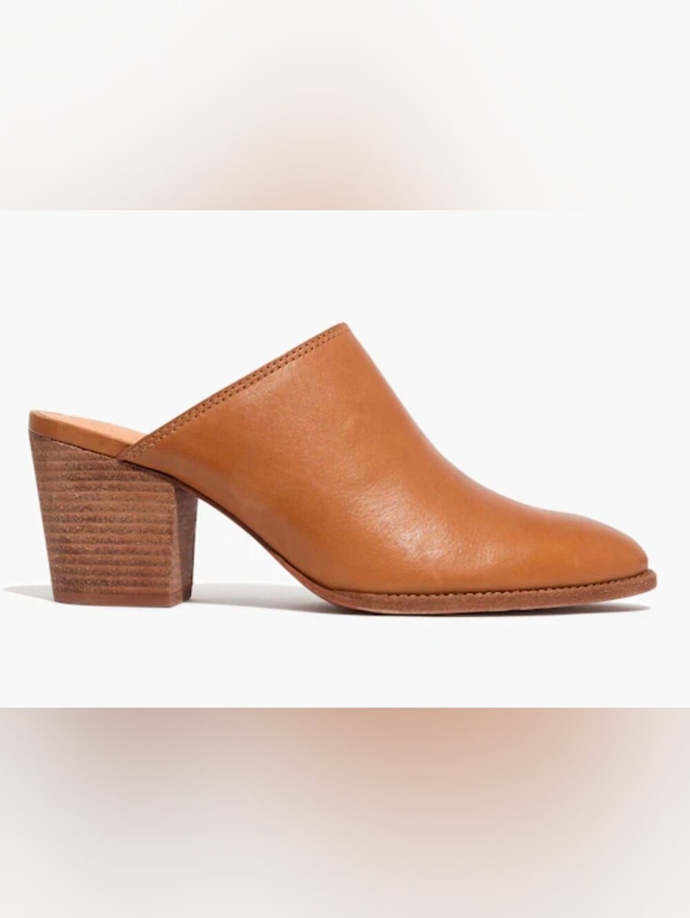 Madewell The Harper Tan Leather Mule Heels Size 7.5